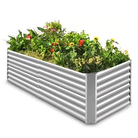 Land Guard 8×4×2 ft Galvanized Raised Garden Bed 